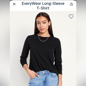 NWT Old Navy Everywear Tee, Crew, PXL, Black,Long Sleeve, 100% Cotton,New in Bag